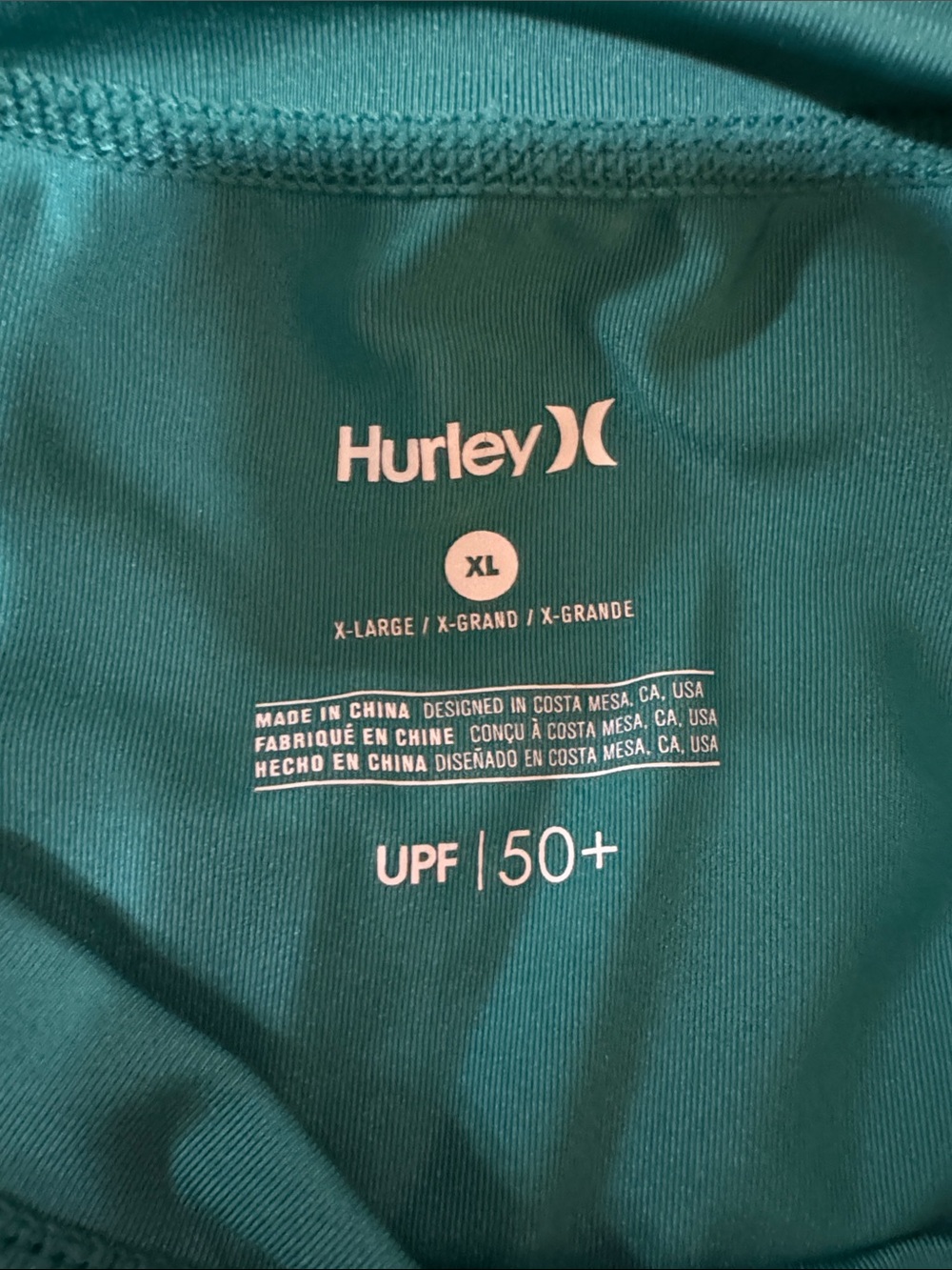 Hurley Women's Teal Long Sleeve Rash Guard - Picture 3 of 3